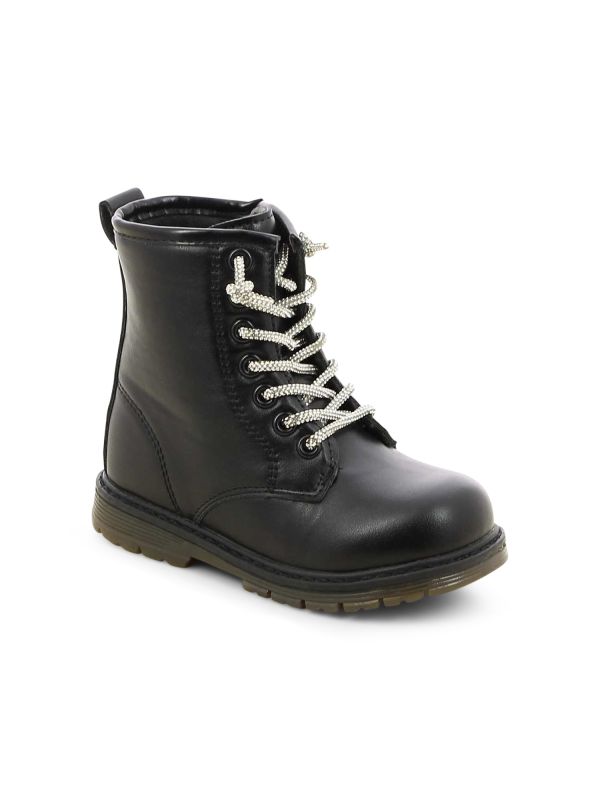 נעליים צבאיות עם שרוכים מנצנצים לילדות